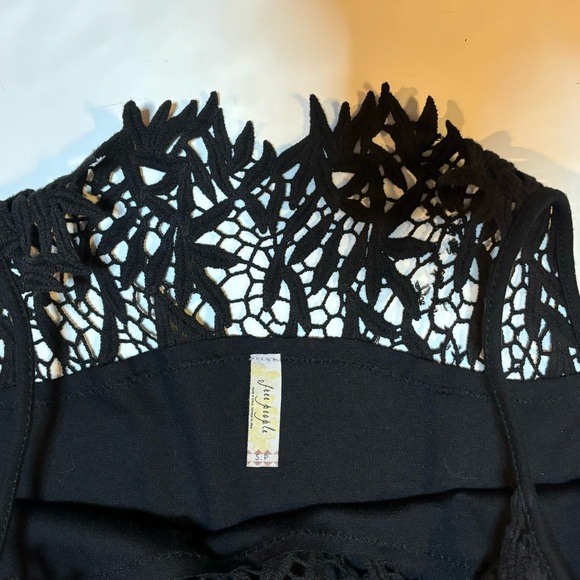 Free People Forget Me Not Black Crochet Trim Dress S - Picture 8 of 10